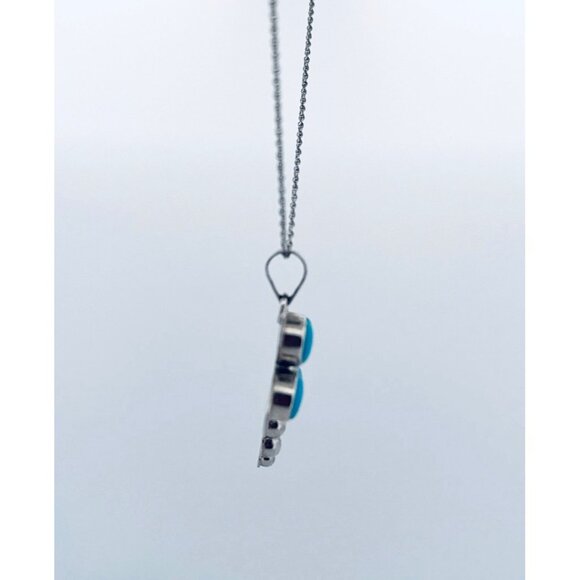 Sterling Silver 925 Turquoise Dragonfly Pendant Necklace 18" Spring Ring 7.68g - Picture 2 of 10